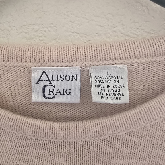 Vintage Alison Craig Light Pink Beaded Embroidered Sweater - Picture 3 of 4